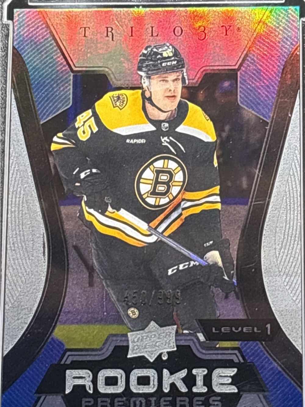 Upper Deck Trilogy Boston Bruins Joona Koppanen Rookie Card - Limited Edition
